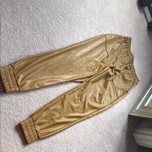Express Tan Faux Leather Joggers